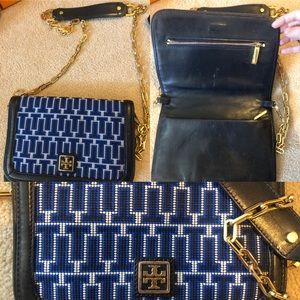 Tory Burch cross body blue purse